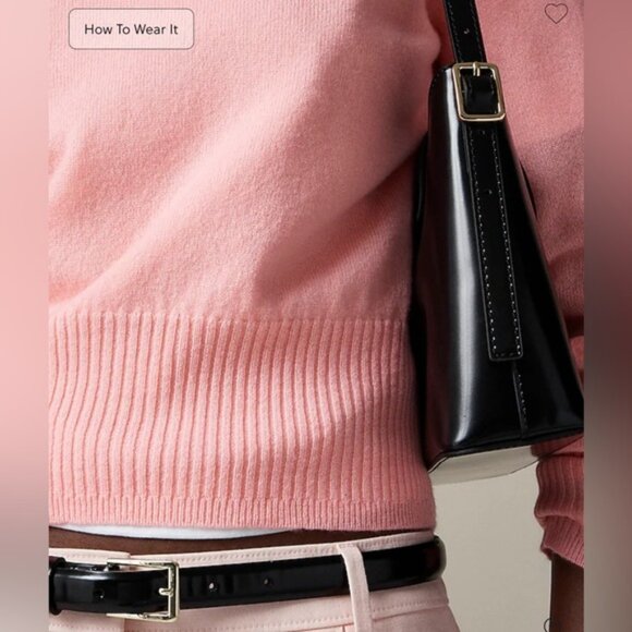 NWT J Crew Cropped Cashmere Crewneck Sweater in Brilliant Peony Small - Picture 3 of 8